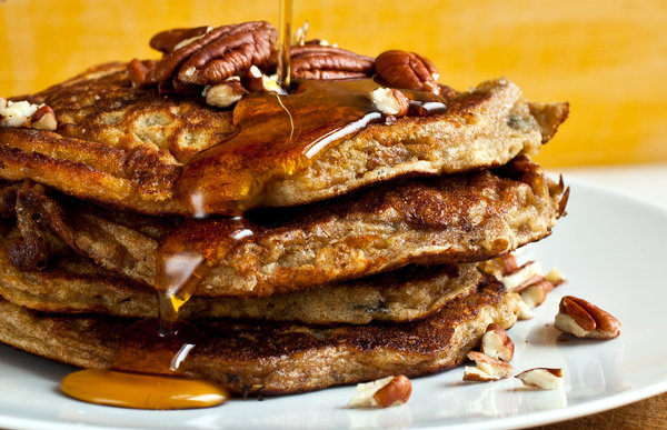 Stack of Pancakes With Walnuts